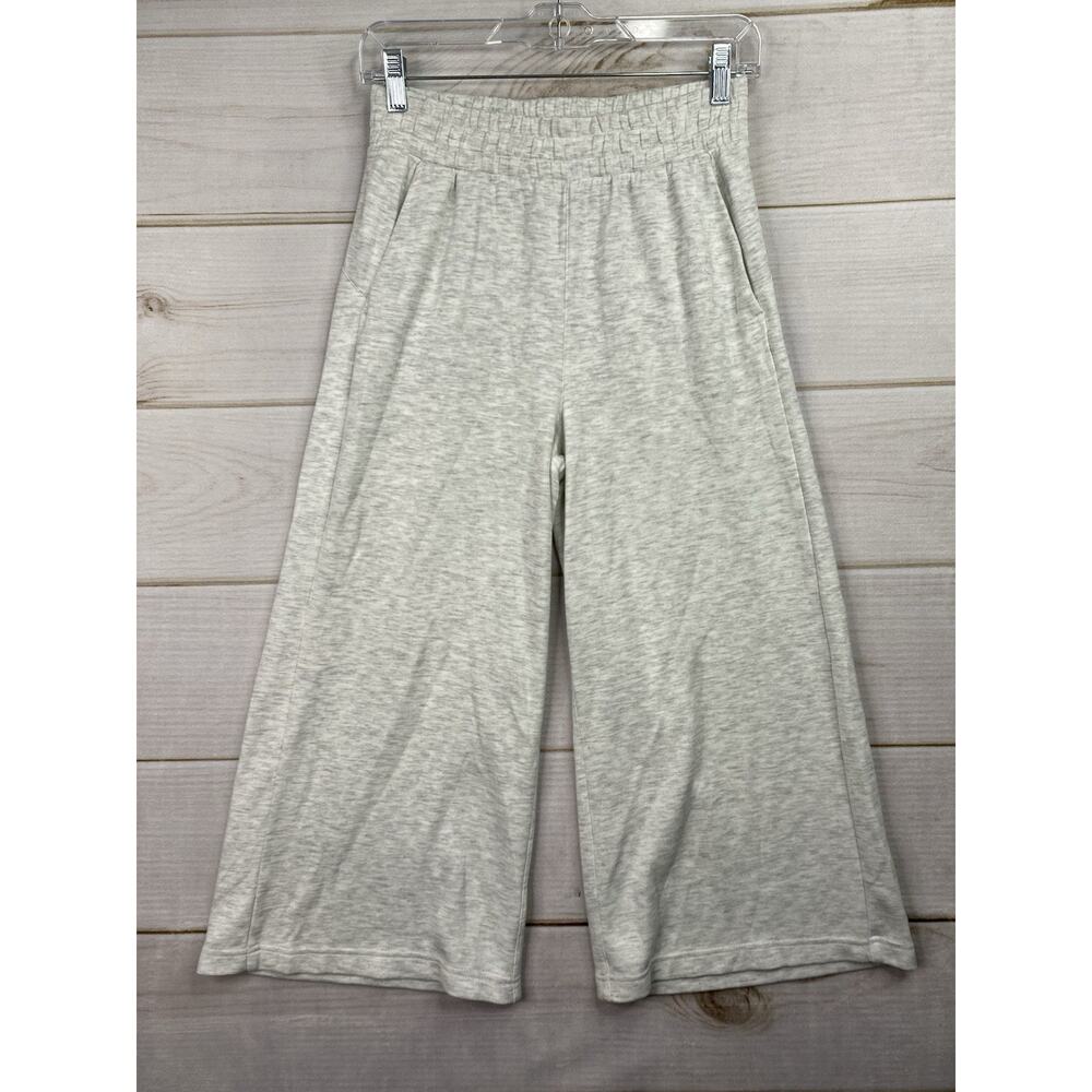 Danskin Capris Womens XS Beige Heather Pull On Wide Leg Stretchy Cropped Pants